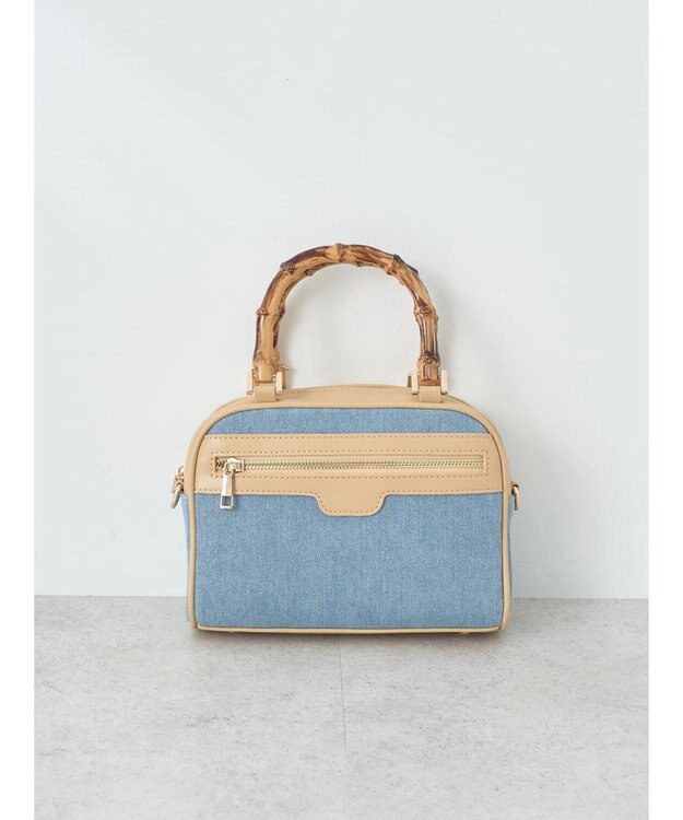 earth music&ecology バンブーテイストハンドルバッグ Light Blue