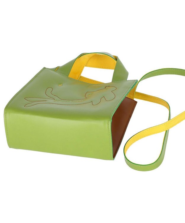 tsumori chisato CARRY キラネコエコレザー ハンドバッグ 2way ショルダーバッグ グリーン