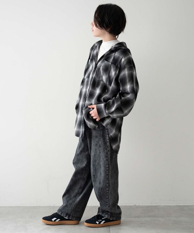 WEGO 【KIDS/150cm/160cm/ウエストゴム】イージー3Dバレルレッグデニムパンツ（JUNIOR） デニムブラックソノタ