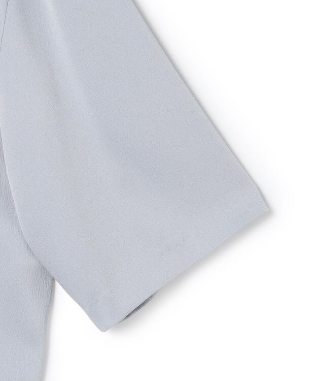 BEIGE， 【洗える・Precious 11月号掲載】LLOYD / ハンマーサテンロールカラー半袖ブラウス Dull Blue