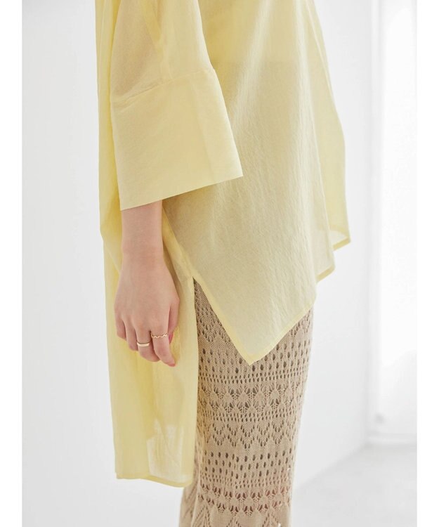 AMERICAN HOLIC バックギャザーＶネックシアーシャツ Light Yellow