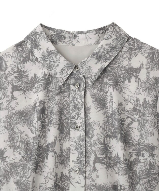 YECCA VECCA サファリ柄フレアシャツワンピース Off White