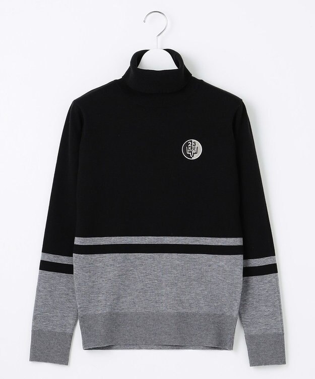 23区GOLF 【WOMEN】【ウォッシャブル 】バイカラー ニットソー ブラック系