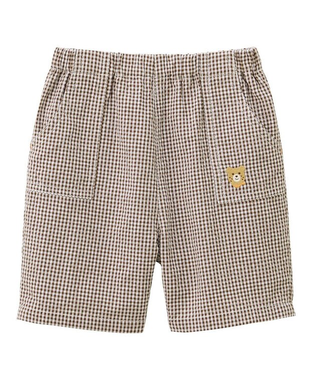 MIKI HOUSE HOT BISCUITS 【80-120cm】サッカー素材 5分丈パンツ ダークブラウン