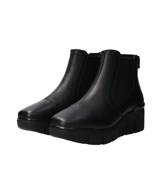 INTER-CHAUSSURES 【BUSSOLA】サイドゴアレザーショートブーツ ブラック