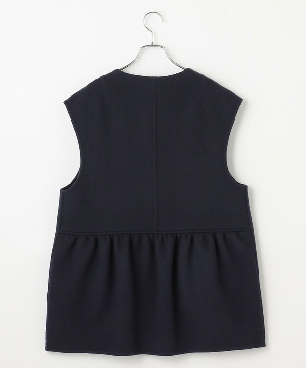 #Newans バックペプラムダブルフェイスジレ ネイビー