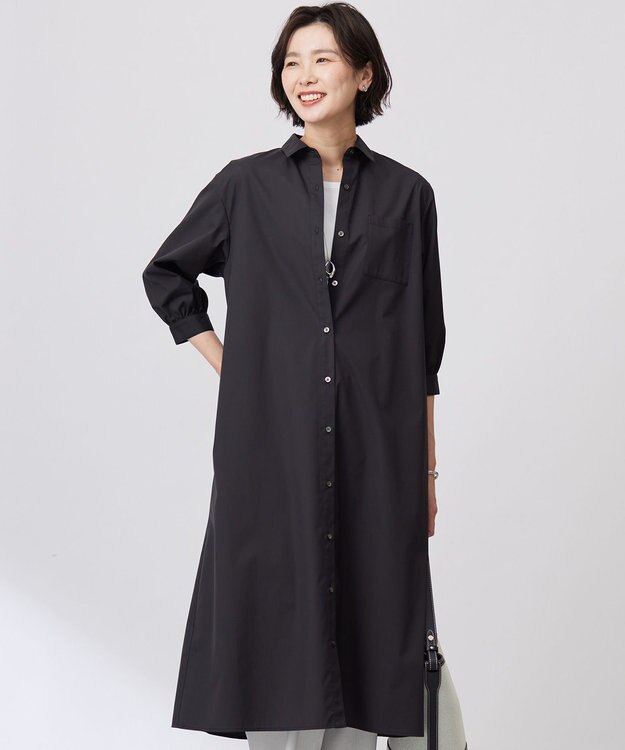 J.PRESS LADIES 【洗える・接触冷感・UVケア】エステネージュ シャツ ワンピース ブラック系