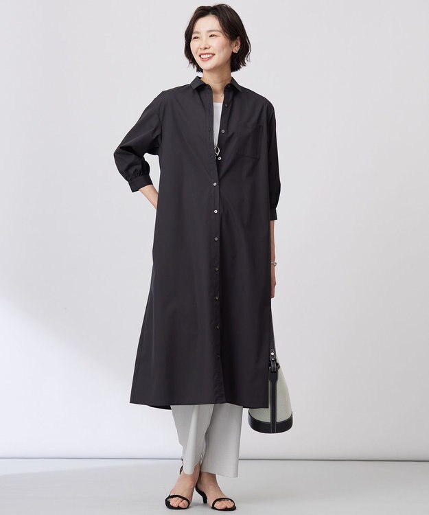 J.PRESS LADIES 【洗える・接触冷感・UVケア】エステネージュ シャツ ワンピース ブラック系
