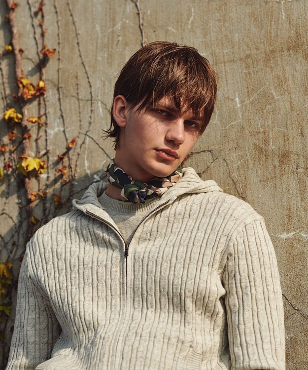 JOSEPH ABBOUD 【オリジナルオーガニックコットン使用/サスティナブル】JOE COTTONケーブル ニットパーカー ベージュ系