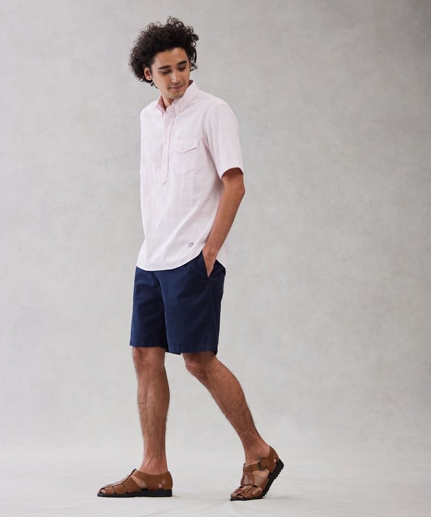 J.PRESS MEN 【クールマックス】パッチワークサッカー プルオーバー ローズ系9