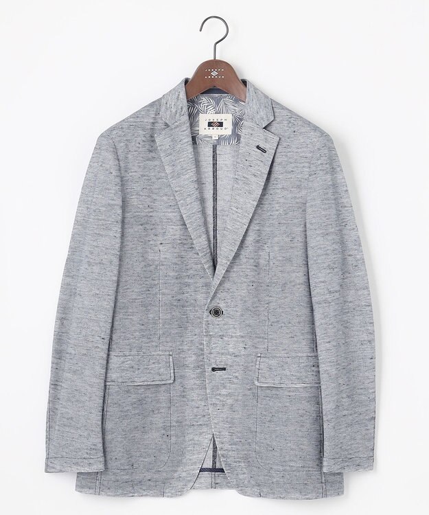 JOSEPH ABBOUD 【清涼感/軽量】リネンTOPピケ ジャケット ブルー系