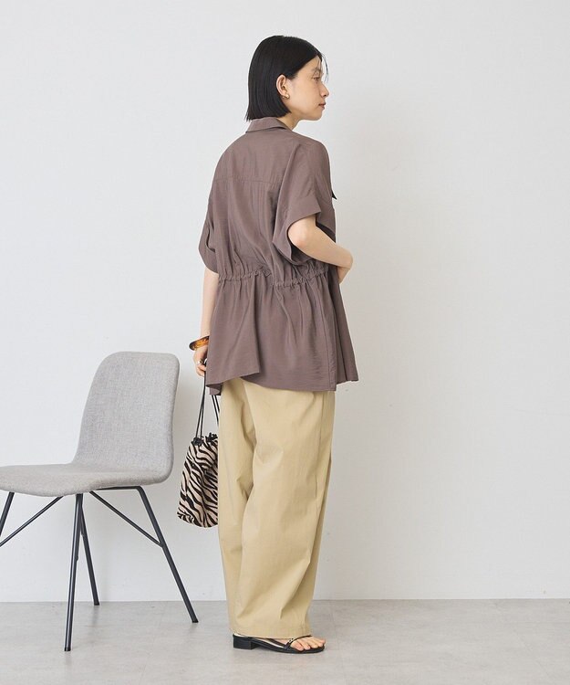 AMERICAN HOLIC メタルボタンウエストドロストシャツ Brown