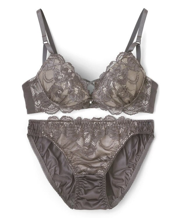 San-ai Resort（三愛水着楽園） 【WEB限定】【プチプラブラセット】純欲カラーヌーディーレーシーストリングブラ＆ショーツセット 【northerly】 Nグレー