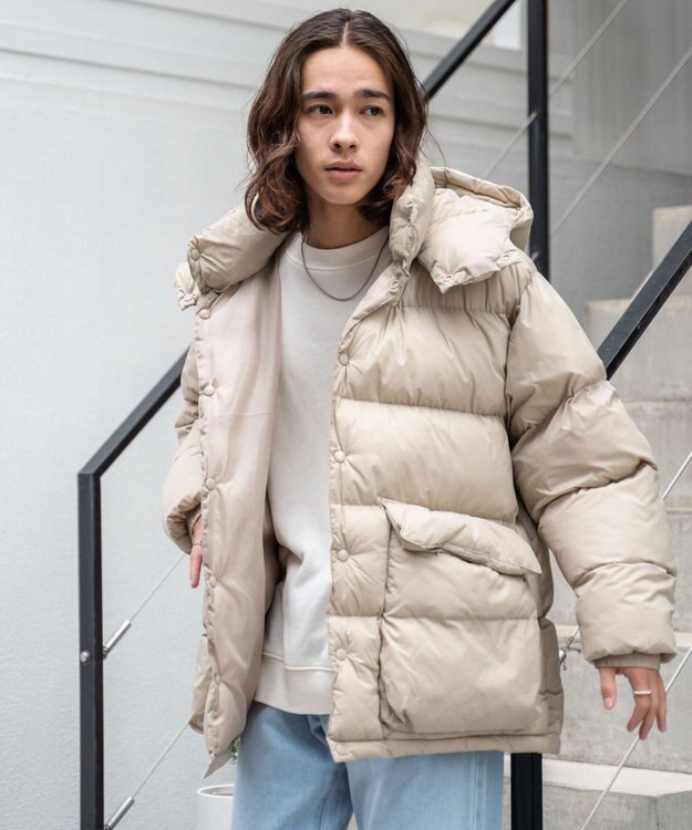 WEGO カラーナイロンパテッドブルゾン ベージュ