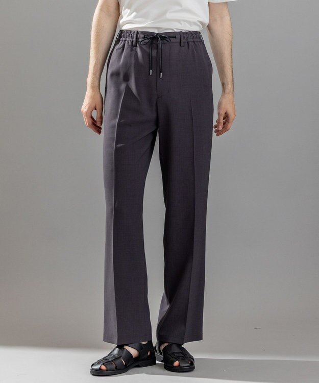 JOSEPH HOMME テクノボイルストレッチ ドロスト付きワイドストレートパンツ / HARRY CONVERTIBLE グレー系