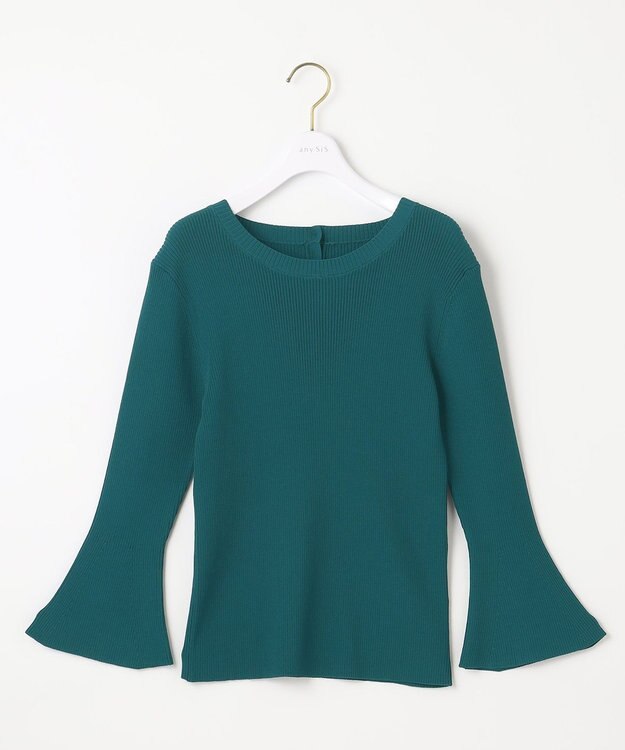 ANY SIS 【洗える】フレアースリーブ ニット ダークグリーン