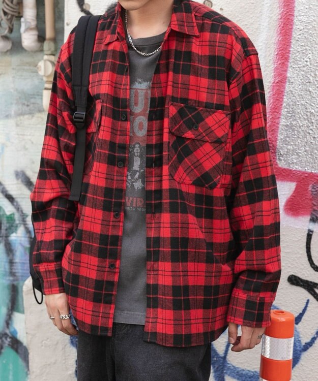 WEGO 【ユニセックス着用ITEM/SMLサイズ展開】チェックネルシャツ 柄8