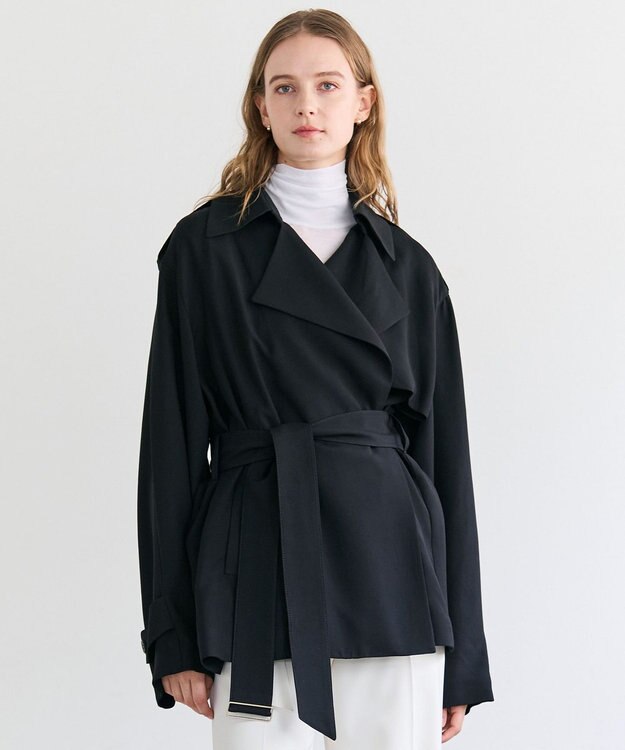 BEIGE， VESZELYITE / ラップショートトレンチコート Black