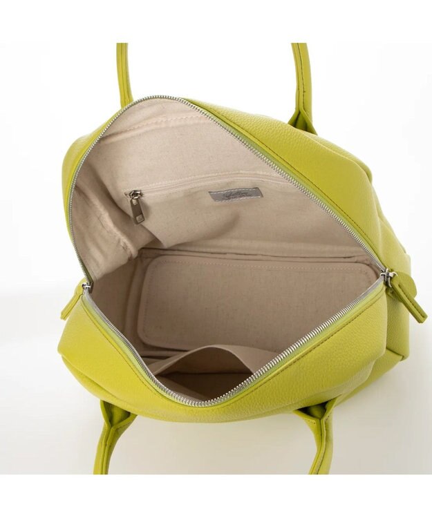 UNBILLION cachecache 丸根革ラウンドボストン ライトグリーン