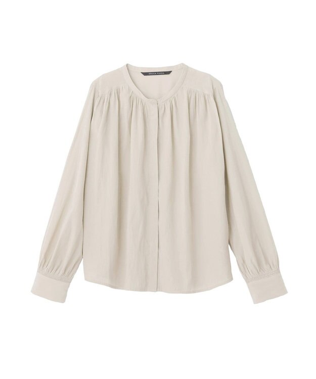 YECCA VECCA ギャザーブラウス Gray Beige
