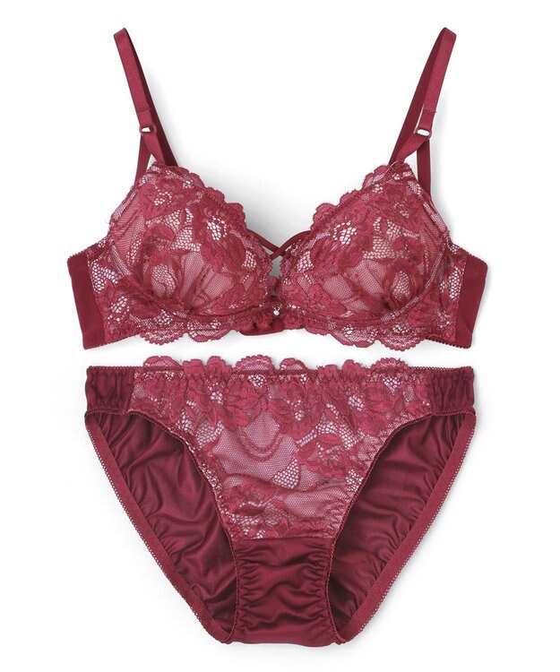 San-ai Resort（三愛水着楽園） 【WEB限定】【プチプラブラセット】純欲カラーヌーディーレーシーストリングブラ＆ショーツセット 【northerly】 ボルドー