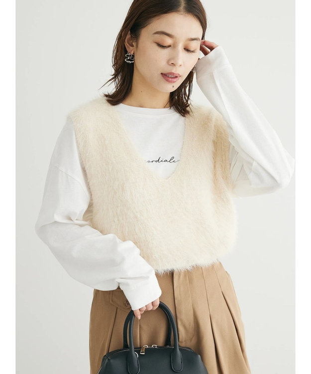 Green Parks ・Ｐｅｔｉｔ　Ｆｌｅｕｒ　シャギーニットベスト Ivory