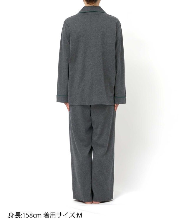 une nana cool 【綿100%】60/1 シルケットスムース 長袖開襟 MADE WITH LIBERTY FABRIC ダークグレー