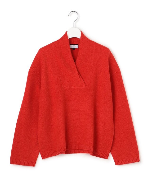 J.PRESS YORK STREET 【WOMEN】ウールカシミヤ 変形Vネック ニット レッド系