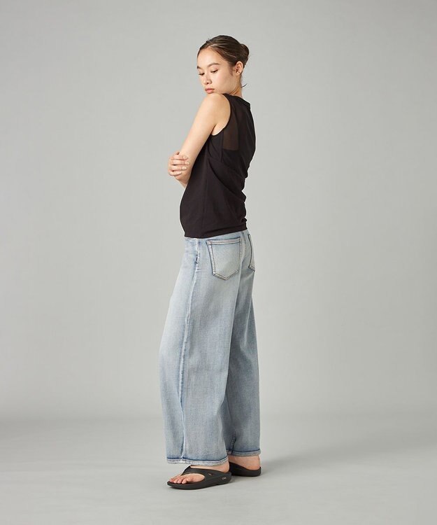 Chacott HandsomeCotton チュールノースリーブTシャツ ブラック