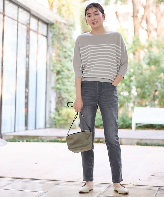 ANY 【洗濯機可/ウエストゴム/ストレッチ】ウルトライージーデニムパンツ グレー