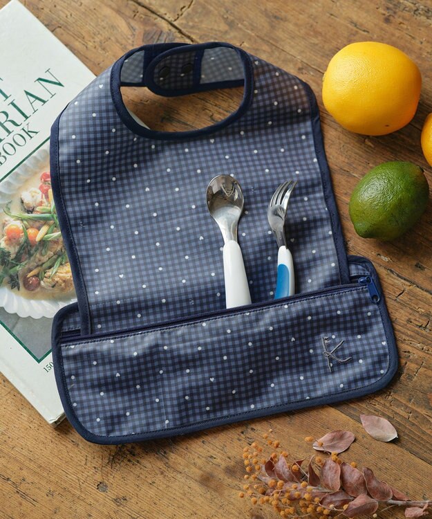 組曲 KIDS gingham K heart エプロン ネイビー系5