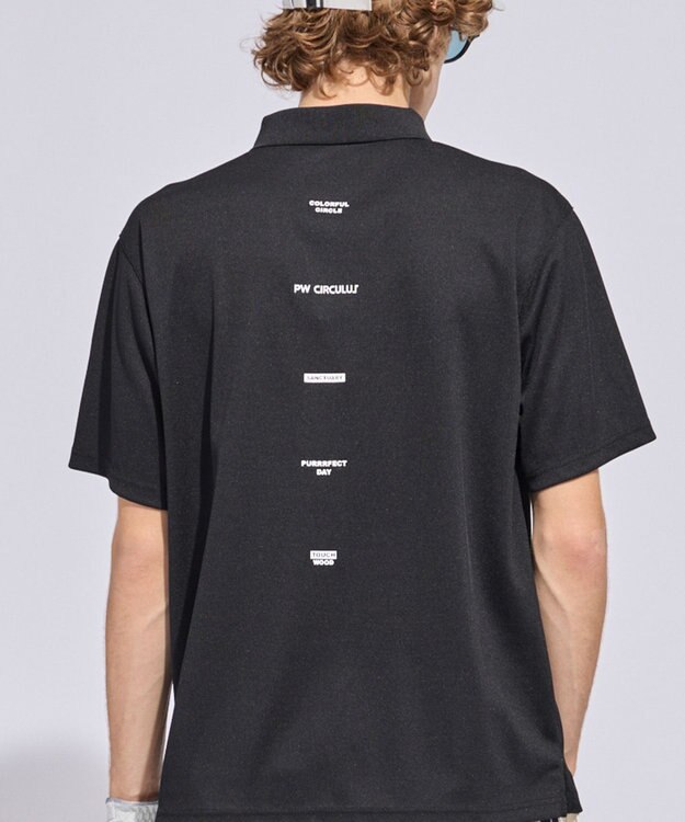 PW CIRCULUS 【MEN】ミニワッフル鹿の子ポロ ゴルフ ブラック系
