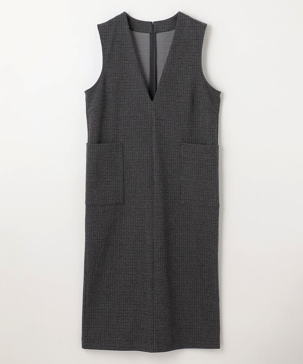 ANY ラメチェックジャガードワンピース チャコール×ブラック