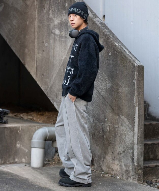 WEGO 【ユニセックス着用ITEM/ウエストゴム】スウィッチングスウェットパンツ 杢グレー