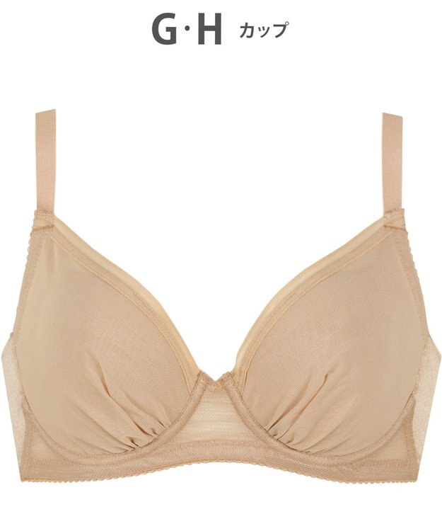 WACOAL 【小さく見せるブラ】 シンプル ブラジャー 着やせ効果 コンパクトにメイク バストの突出をおさえる 背中の段差を軽減 大きいサイズ レディース BRB452 /ワコール カラシ