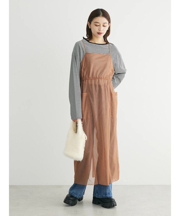 Green Parks ・ＥＬＥＮＣＡＲＥ　ＤＵＥ　チュールドロストキャミワンピ Brown