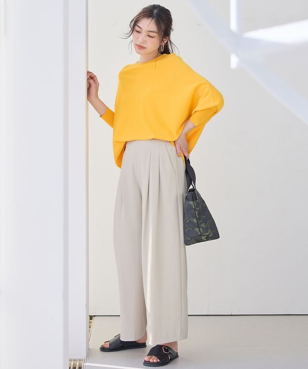 ANY 【洗濯機可/UVカット/接触冷感】クールタッチボクシーニット イエロー