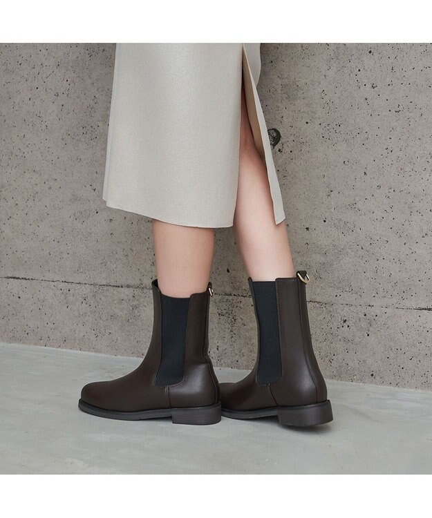 MODE ET JACOMO 【レイン対応】サイドゴアショートブーツ ダークブラウン