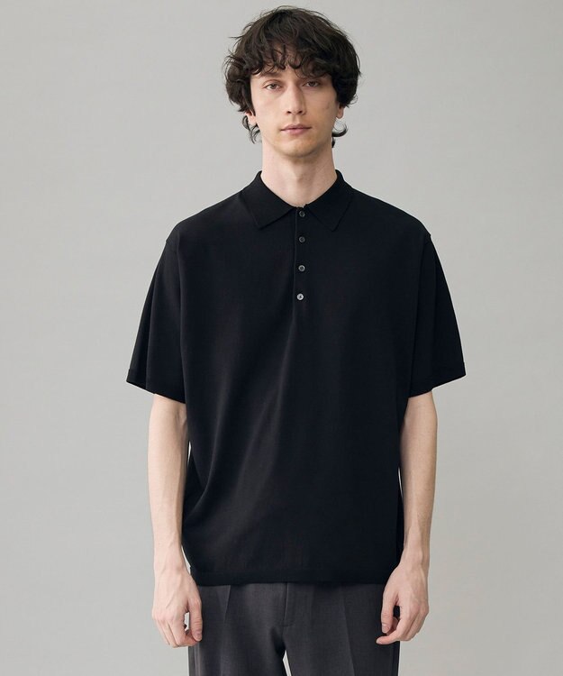 UNFILO MENS アラエルアンチピリングニット ポロ ブラック