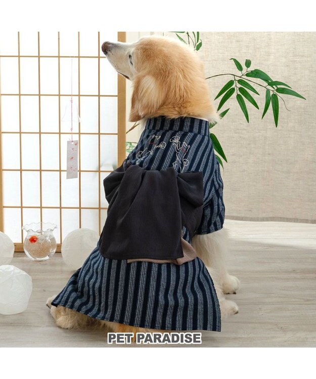 PET PARADISE ペットパラダイス  浴衣 《日本画風 犬刺繍》 中型犬 大型犬 ブラック