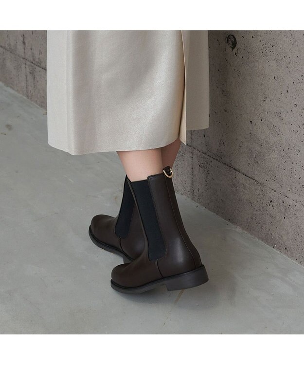 MODE ET JACOMO 【レイン対応】サイドゴアショートブーツ ダークブラウン