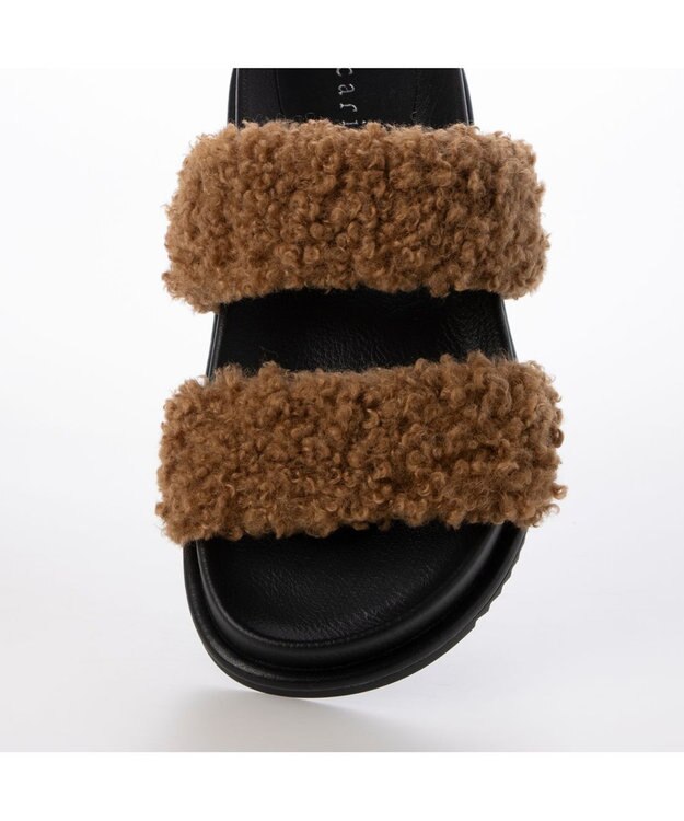 MODE ET JACOMO <carino>エコファーもこもこサンダル ブラウン