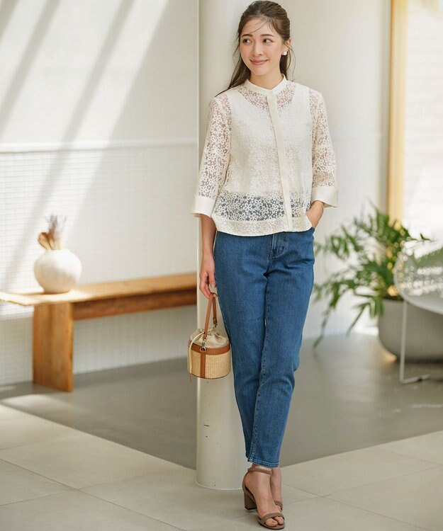 組曲 L 【WEB限定】フラワーラッセルレース ブラウス パールホワイト系