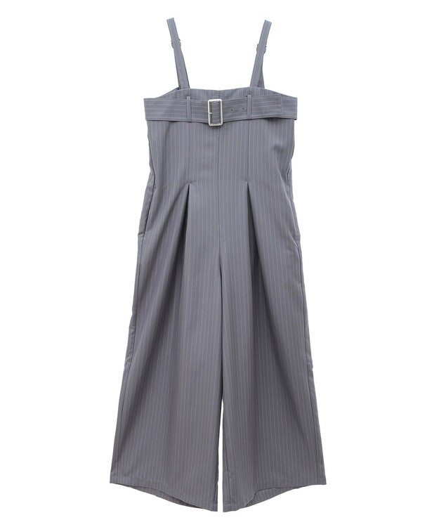 earth music&ecology ベルトベアサロペット Stripe Gray