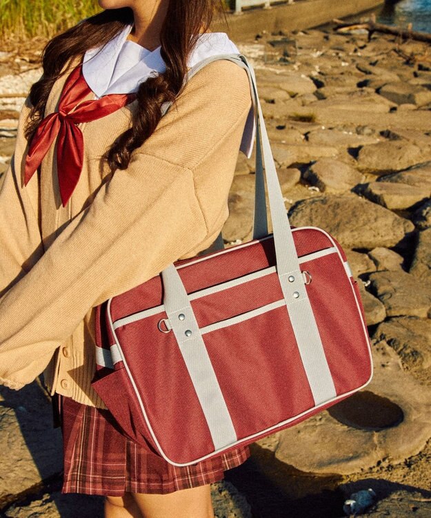 WEGO 【SCHOOLITEM】カラフルスクールバッグ ワイン