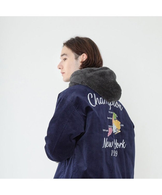 林八百吉商店 Champion  ボアボタンフーディー チャコール