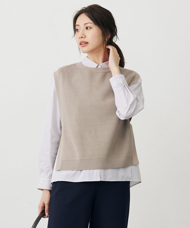 J.PRESS LADIES ニット ベスト ベージュ系