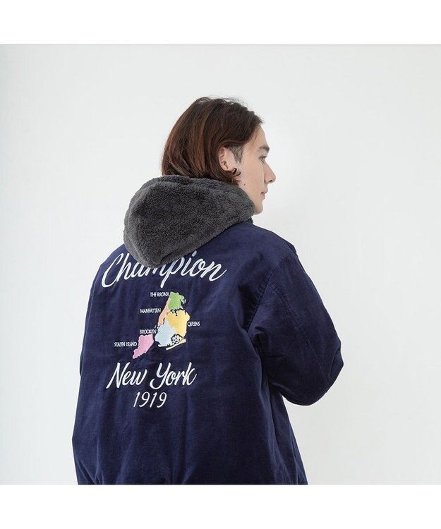 林八百吉商店 Champion  ボアボタンフーディー チャコール