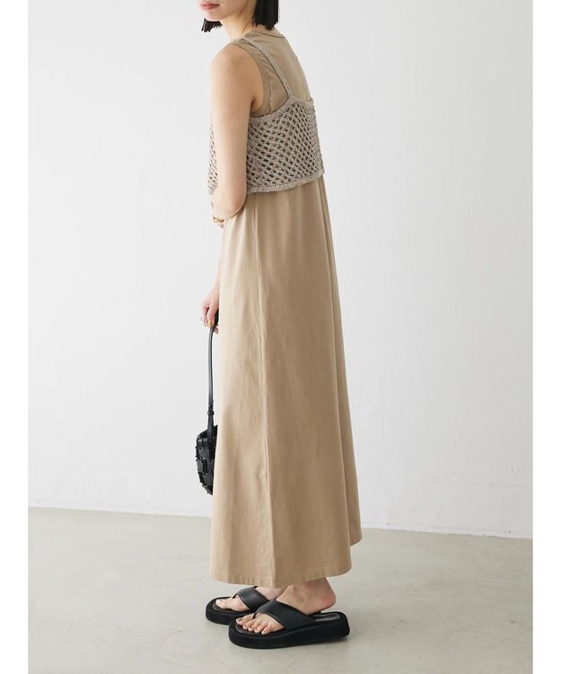 Green Parks ニットビスチェ付きカットソーワンピース Beige