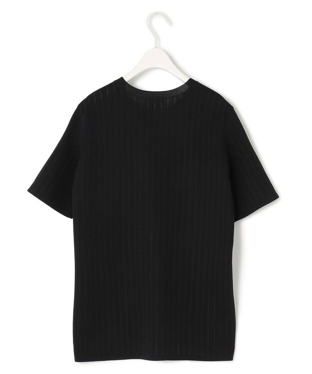 ICB 【洗える】 ストライプパターン ニットトップス ブラック系